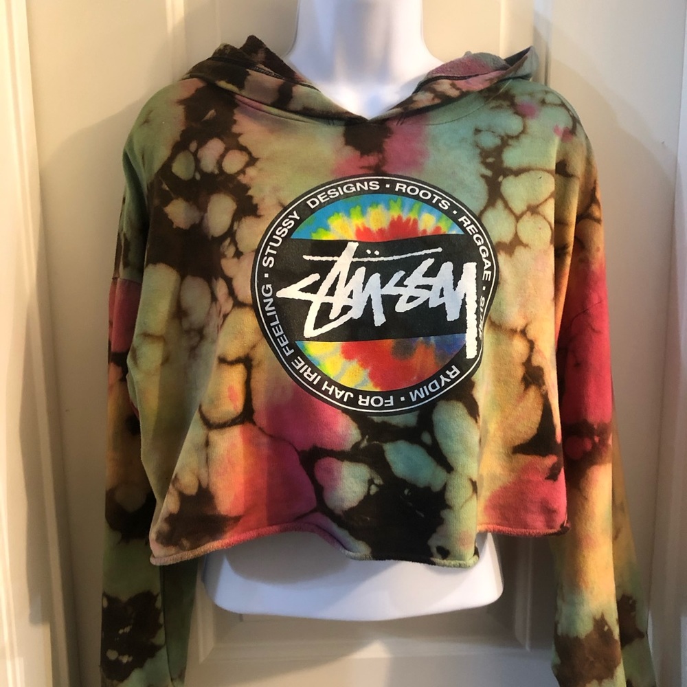 Tie-Dye Stussy cropped hoodie
